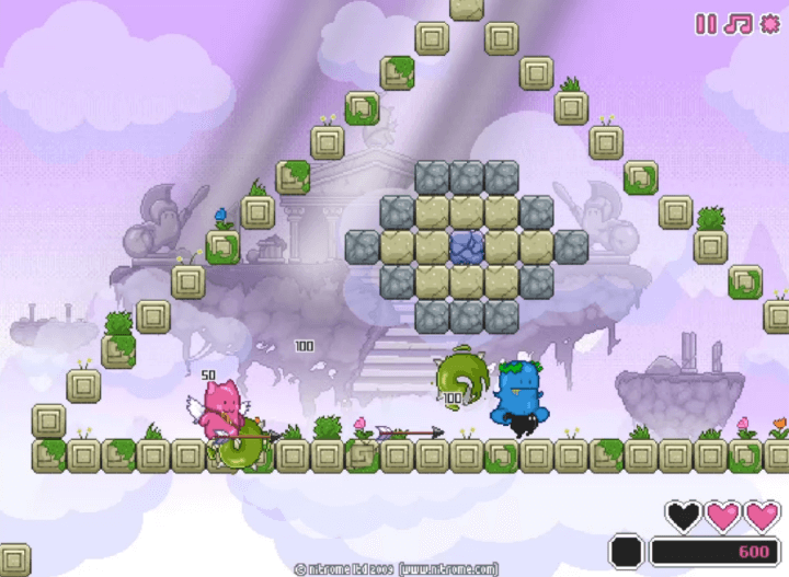 화살로-몬스터를-처치하고-점수를-획득하는-화면