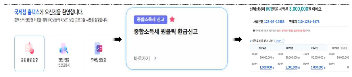 20~24년 신고분 환급신청 방법 안내