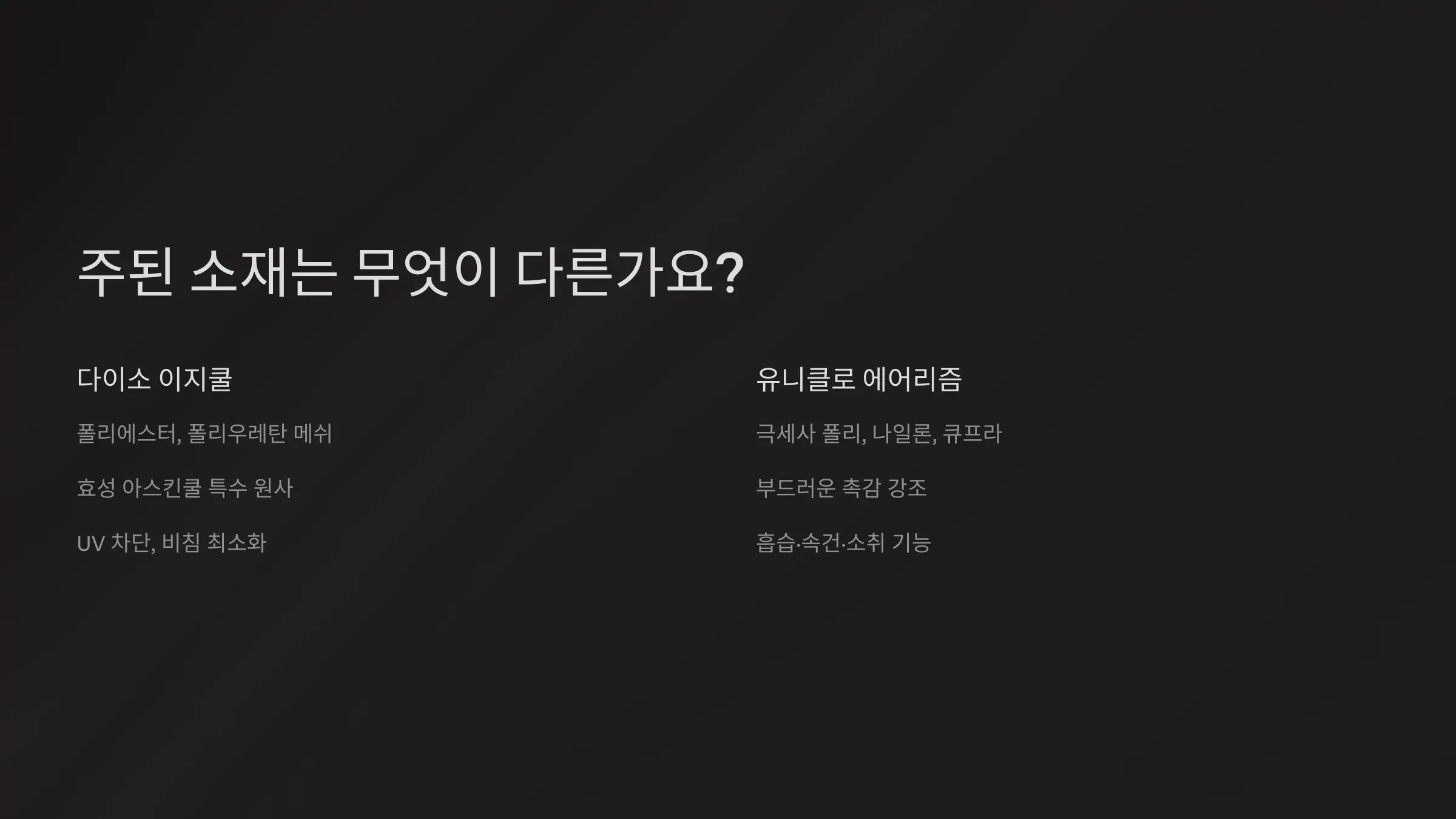 다이소 이지쿨, 유니클로 에어리즘과 소재 차이