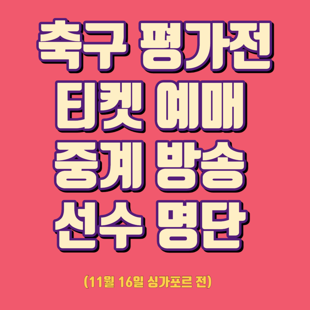 축구평가전 티켓예매 중계방송 선수명단