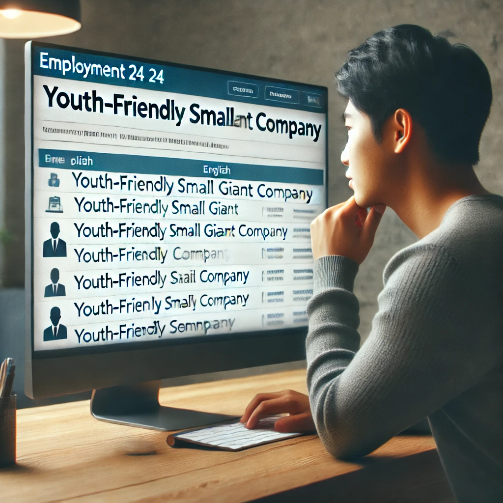 고용24 플랫폼에서 청년친화 강소기업 정보 검색 장면