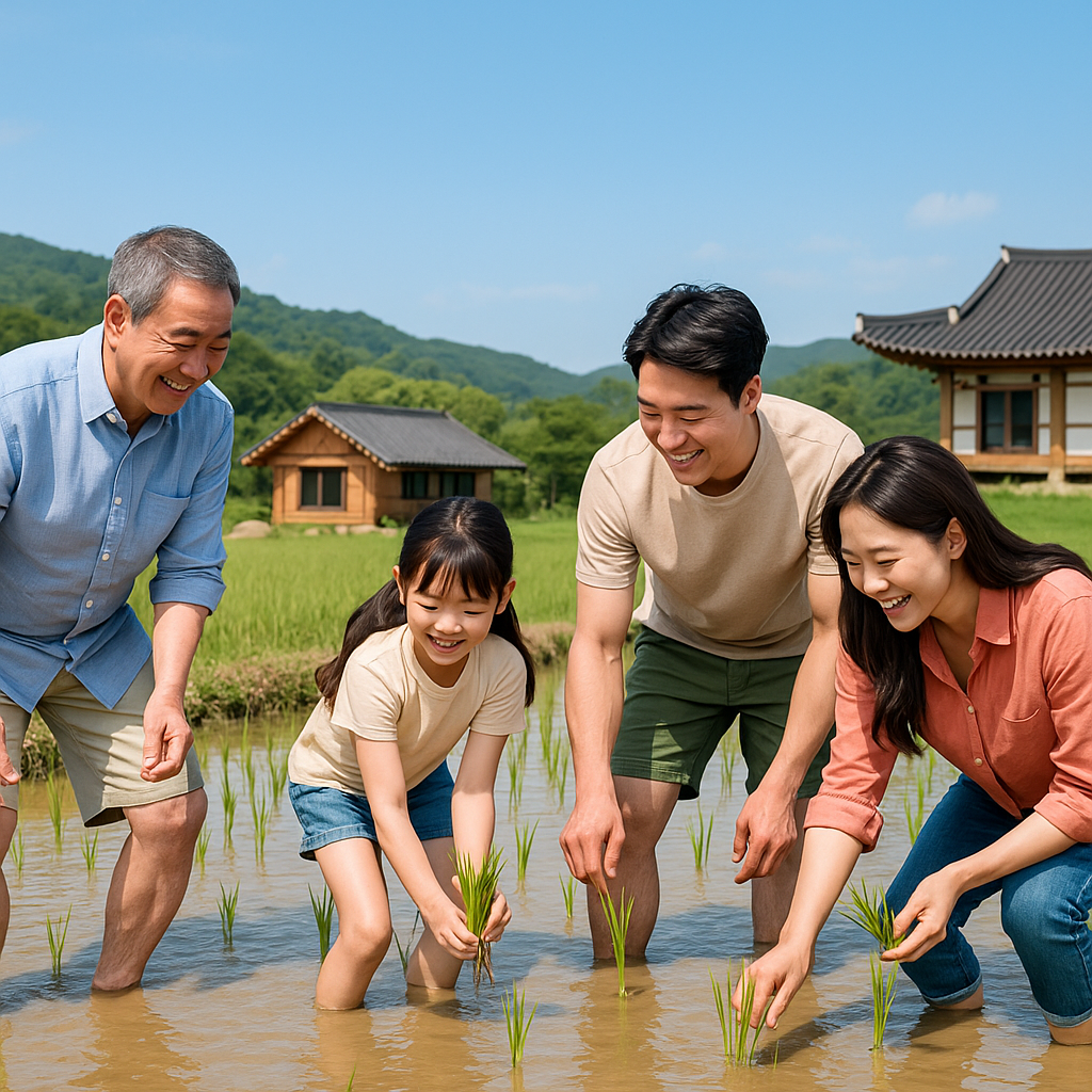 논두렁 모내기 체험 가족