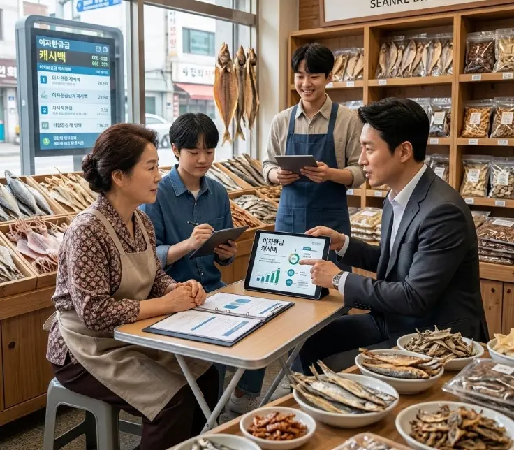 소상공인 이자환급 캐시백 신청 자료화면