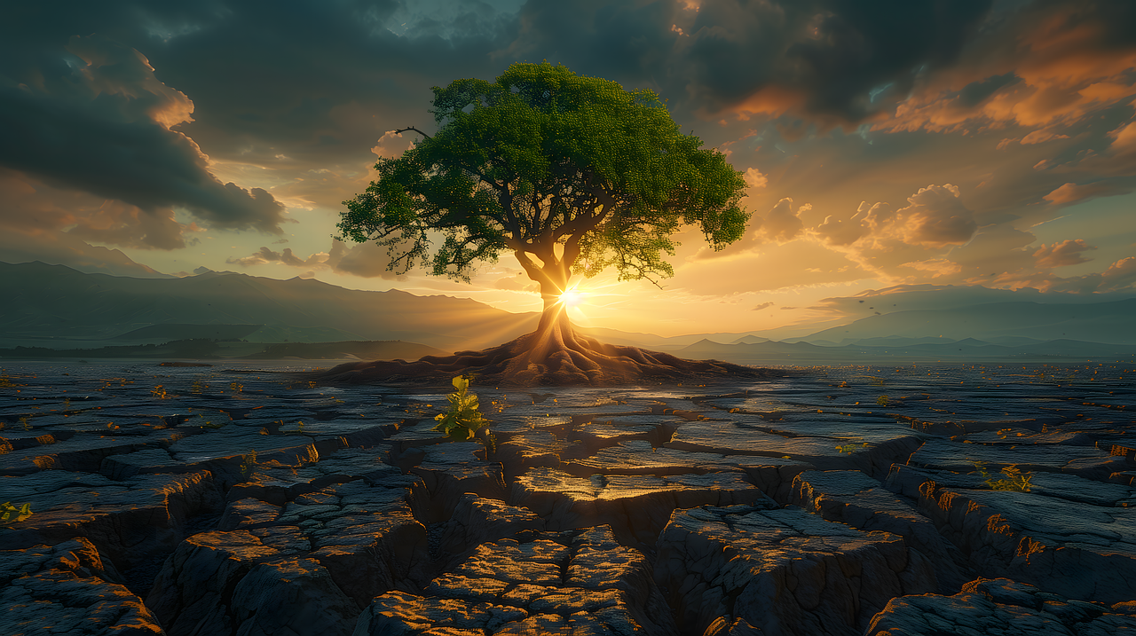 생명의강인함의 상징적 나무 사진