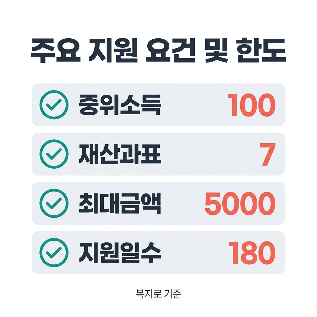 재난적의료비 지원 주요 지원 요건 및 한도