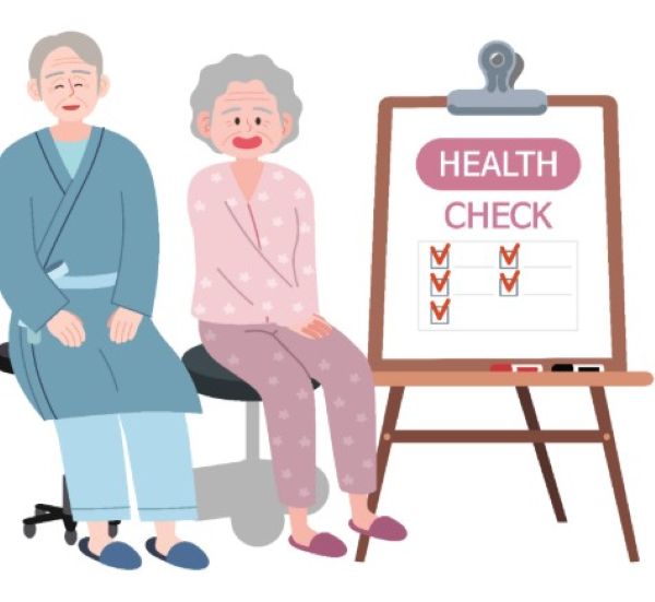 검진차례를 기다리는 부부