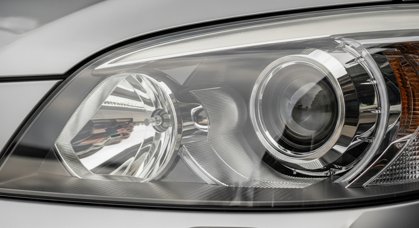 치약의 연마제 성분을 활용하여 누렇게 뜬 헤드라이트를 투명하게 복원하고 닦아내는 모습