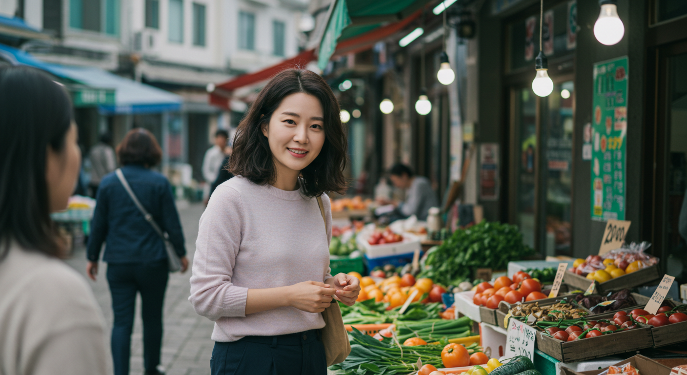 제주 한 달 살기의 여유와 현실적인 비용 관리를 상징하는 한국 여성의 모습