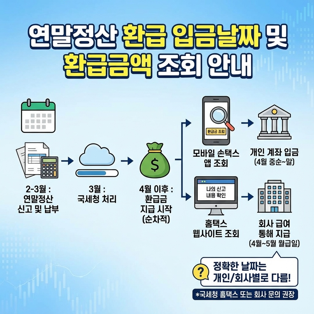 연말정산 환급 입금날짜와 환급금액 조회 관련 안내 이미지