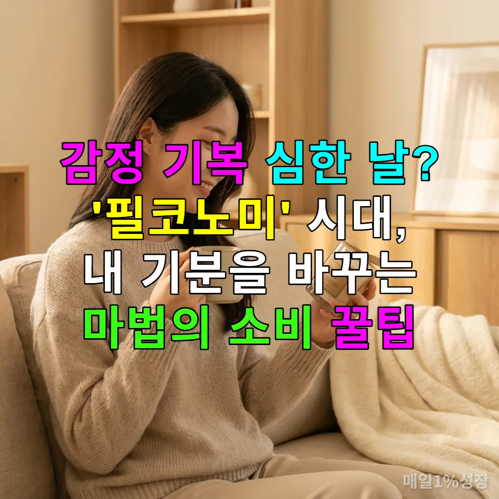 감정 기복이 심한 날, 필코노미 소비를 통해 기분 전환하는 젊은 한국 여성의 모습