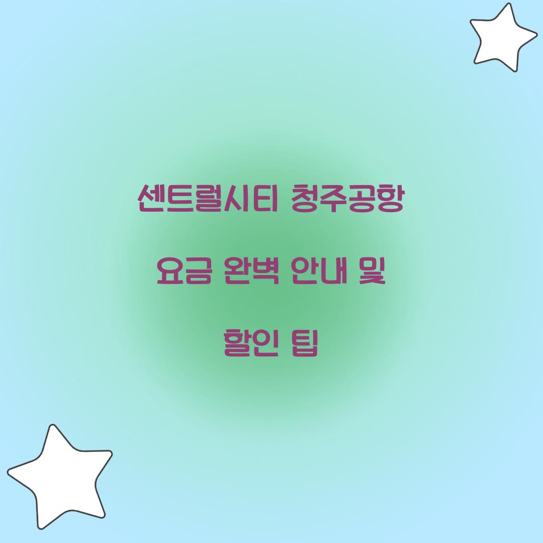 센트럴시티 청주공항 요금