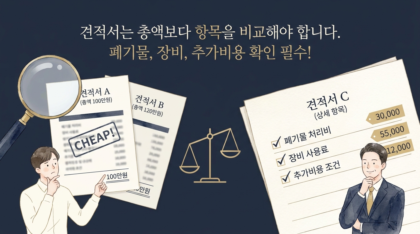 총액보다 항목을 꼼꼼하게 비교해야 함.