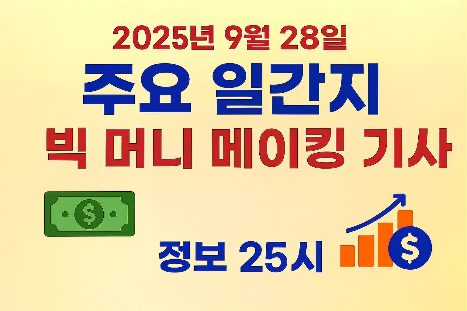2025년 9월 28일 돈과 관련된 일간지 주요 기사