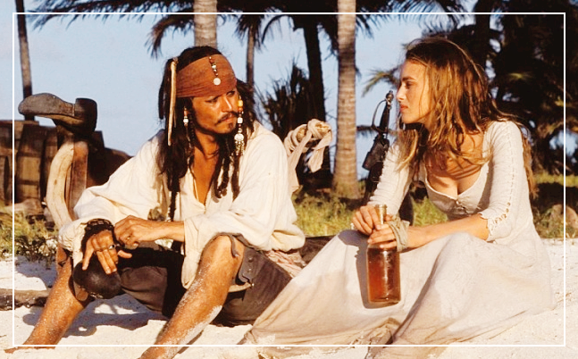 영화 캐러비안의 해적 한 장면, 럼주 등장