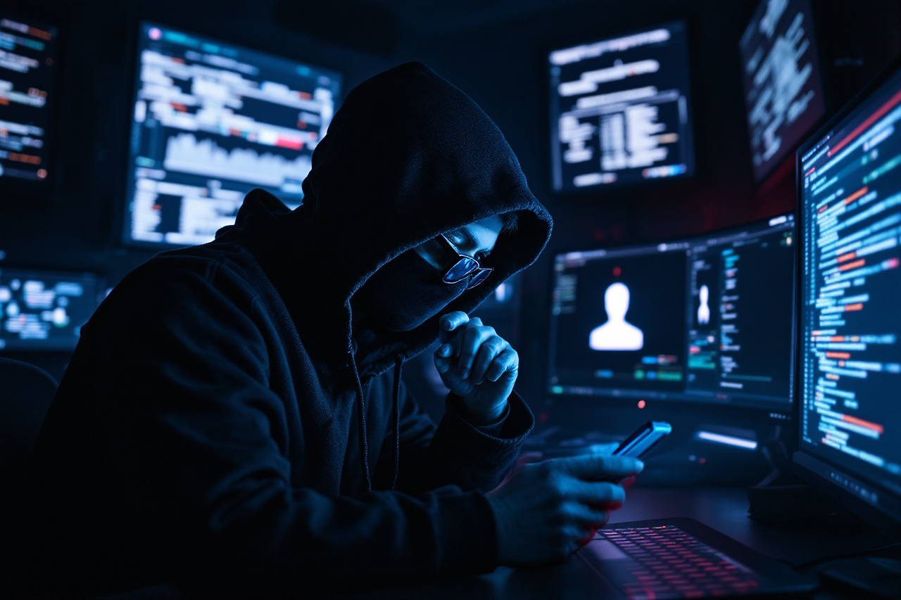 해킹하고 있는 해커