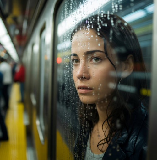 지하철 창에 비친 얼굴