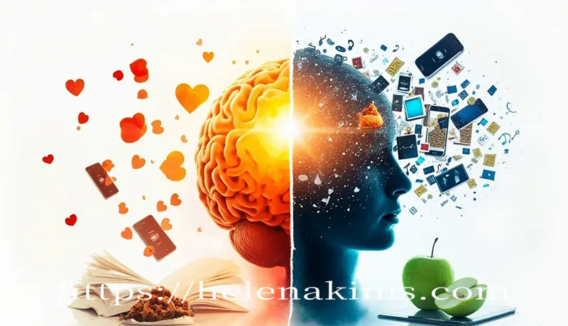 사람의 뇌의 형상으로 반쪽은 편안함을 보여 주고, 반쪽은 힘들고 어지러움을 표현한 이미지.