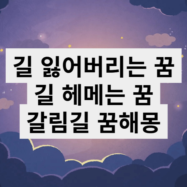 길 잃어버리는 꿈, 길 헤메는 꿈, 갈림길 꿈해몽 / 길 위에서 꿈해몽