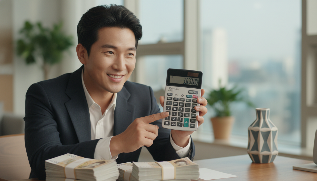 자신의 노동절 시급 수당을 정확히 계산하고 만족하는 한국인.