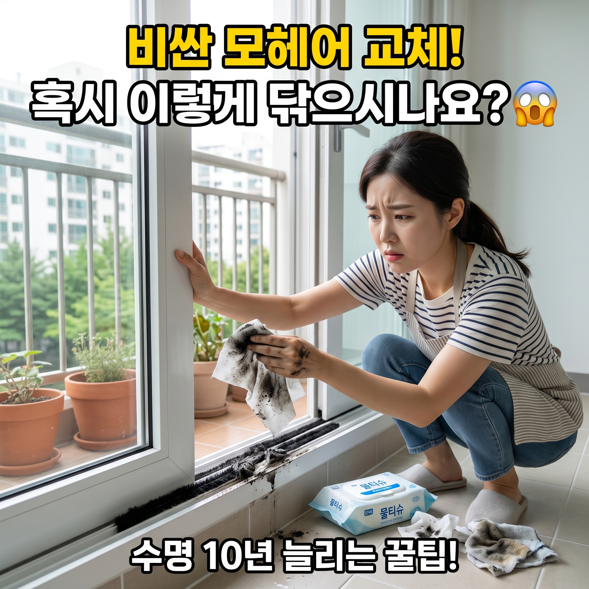 새로 교체한 샷시 모헤어, '물걸레'로 닦으면 절대 안 됩니다