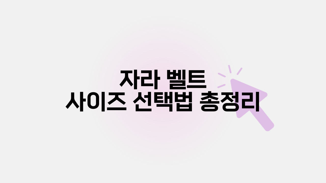 자라 벨트 사이즈 선택법 총정리