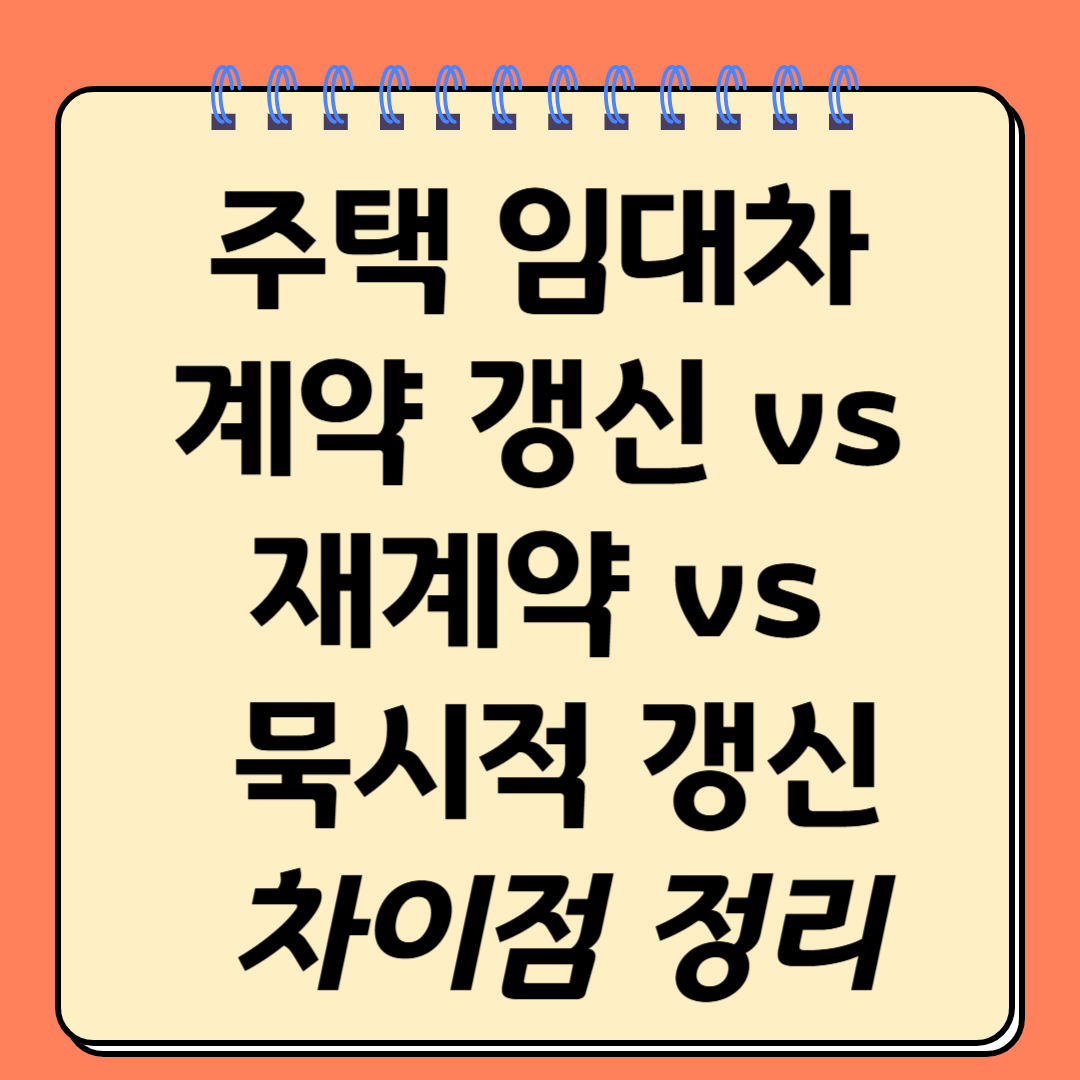 주택 임대차 계약 갱신 vs 재계약 vs 묵시적 갱신 차이점