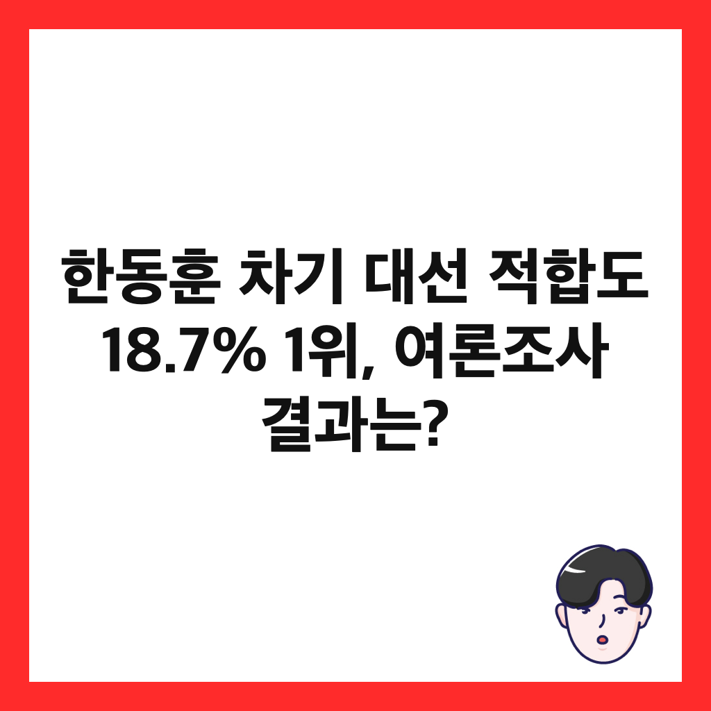 한동훈 차기 대선 적합도 18.7% 1위, 여론조사 결과는? 썸네일