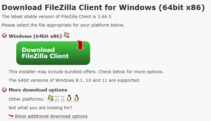 FileZila 설치 파일 다운로드