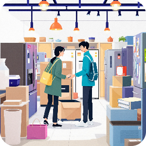 혼수가전 준비하는 예비 부부 이미지