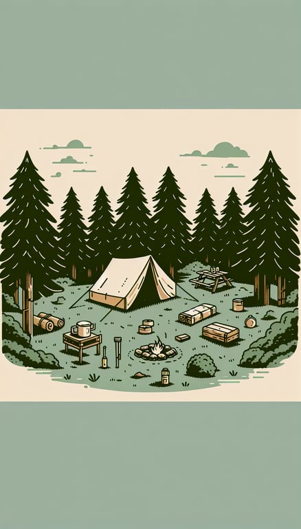 최소한의 장비로 캠핑을 떠나는 미니멀 캠핑을 표현한 사진