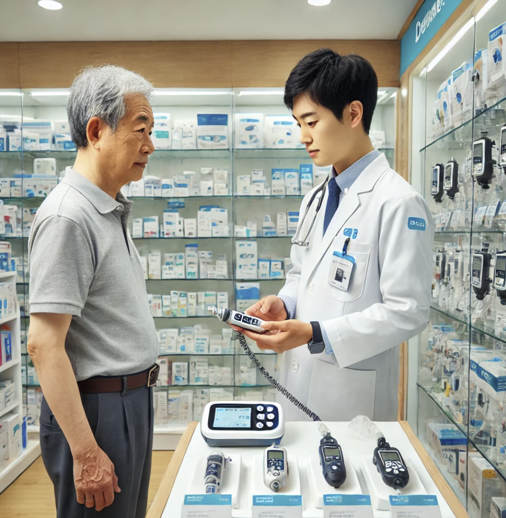 인슐린 펌프 설명을 듣는 환자의 모습