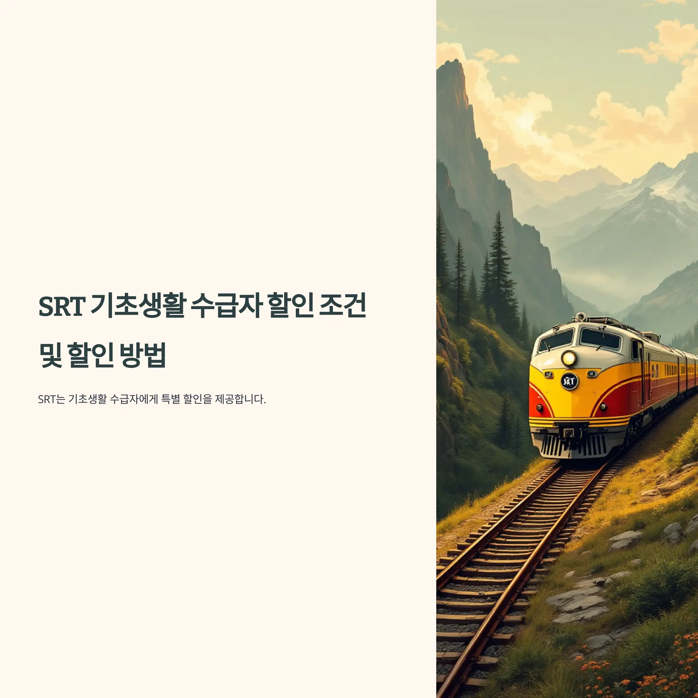 SRT 기초생활 수급자 할인 조건 및 할인 방법