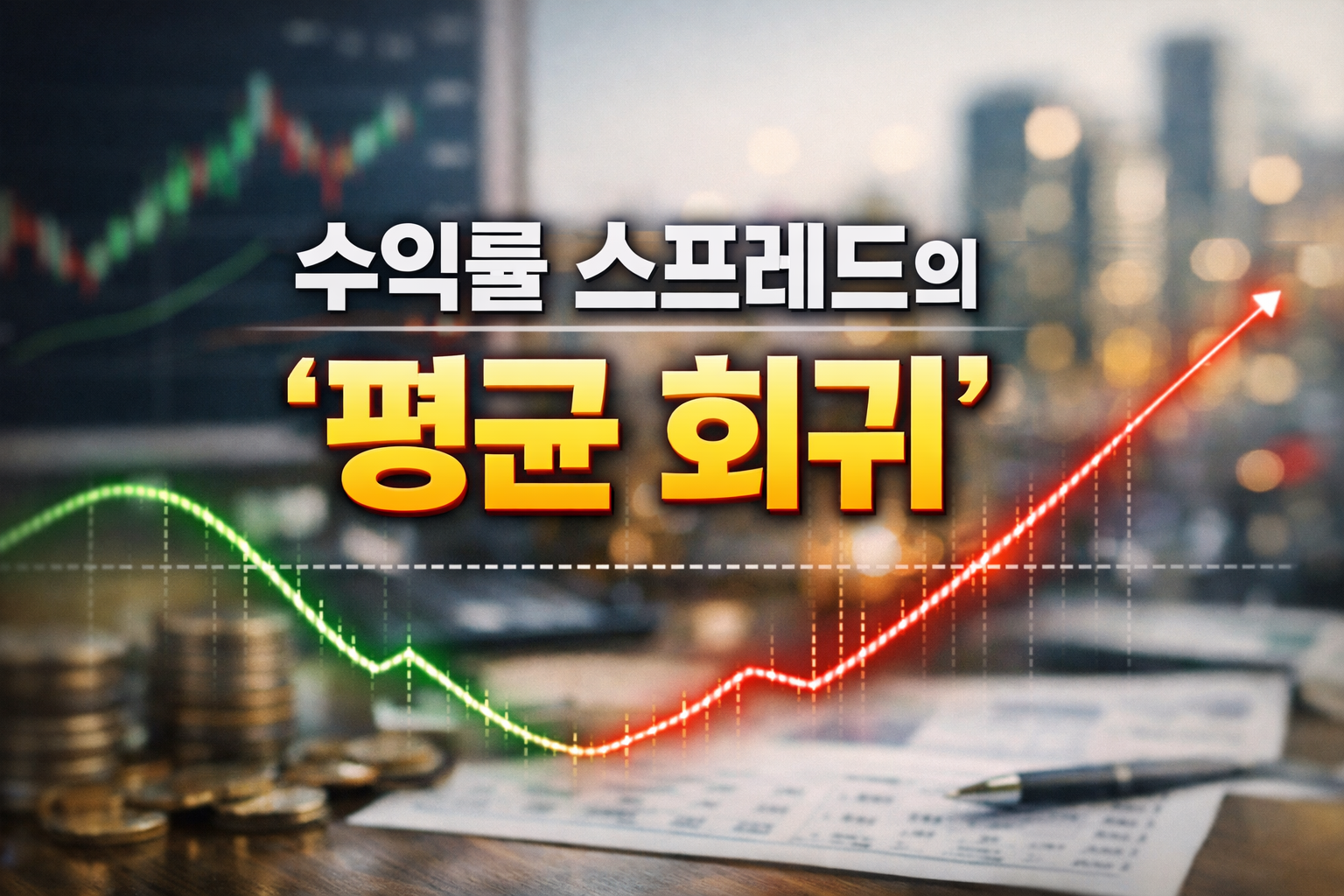 나스닥100과 S&P500 수익률 스프레드가 평균 회귀 구간에 진입하는 모습을 표현한 이미지