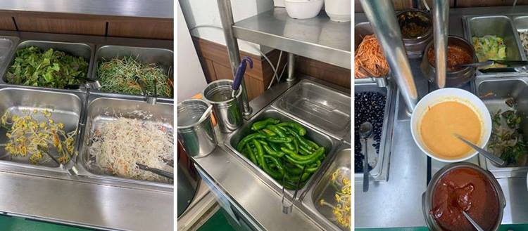 채소와 각종 소스