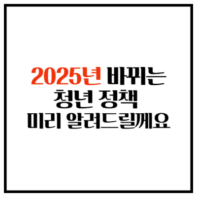 2025년 바뀌는 청년 정책