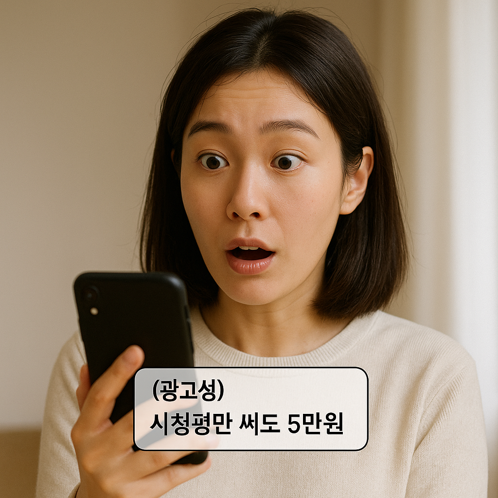 고수익 아르바이트 문자에 놀라는 표정