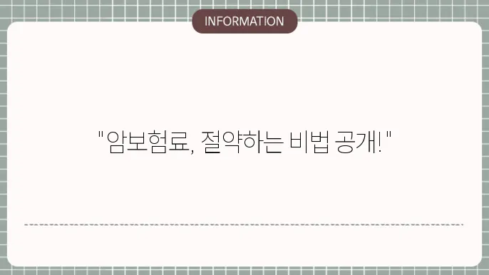 암보험료 - 보험료 절약 방법 냏 비교