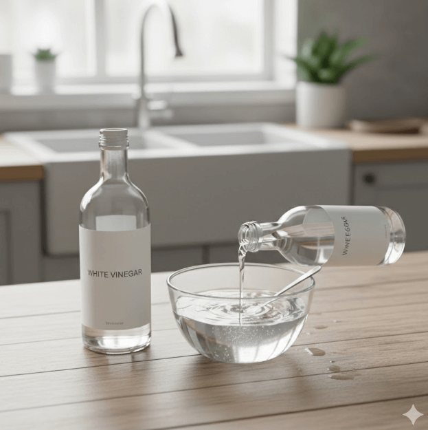 식초를 물에 희석하는 사진