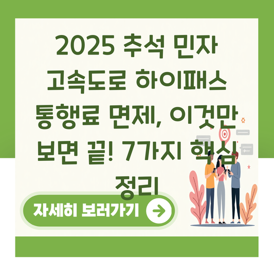 2025 추석 민자 고속도로 하이패스 통행료 면제, 이것만 보면 끝! 7가지 핵심 정리 대표 이미지