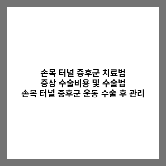 손목 터널 증후군 치료법 증상 수술비용 및 수술법 손목 터널 증후군 운동 수술 후 관리