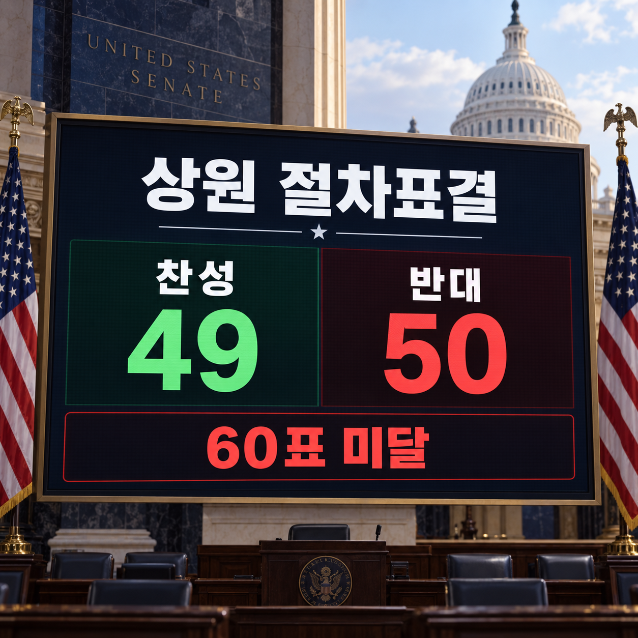 클래리티법안 상원 절차표결 찬성 49표 반대 50표