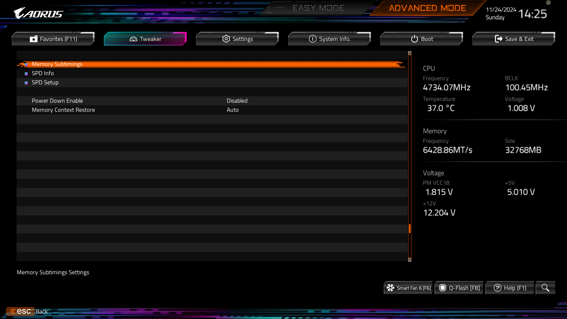 램 타이밍 설정