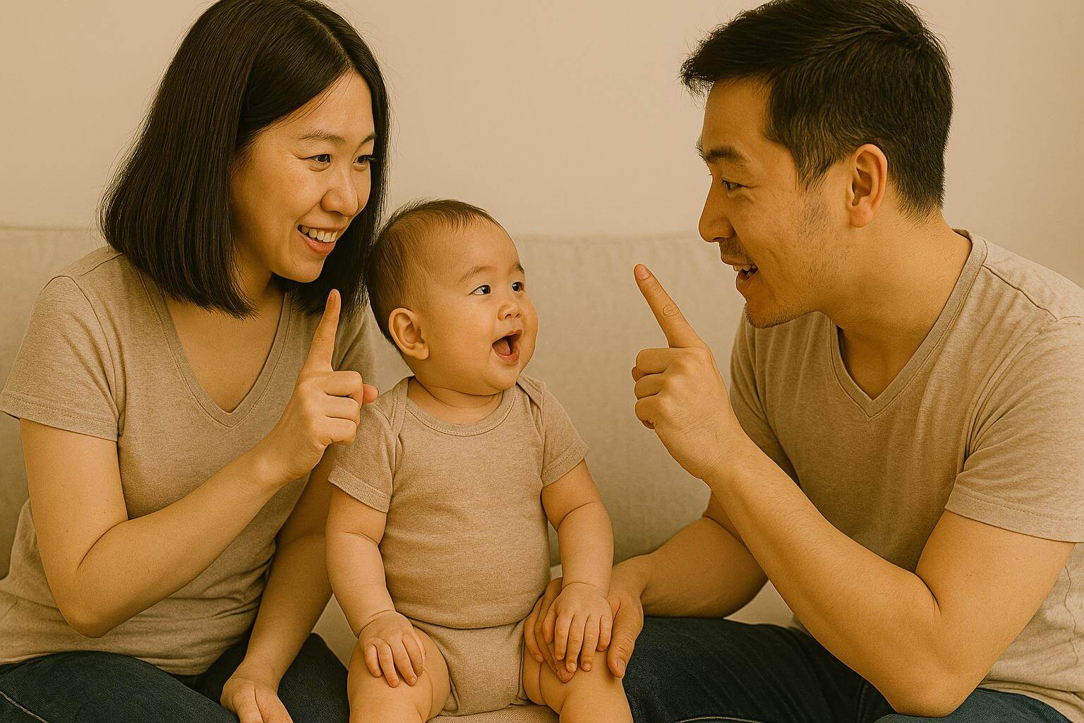 부모와 소통 하는 아기 관련 사진