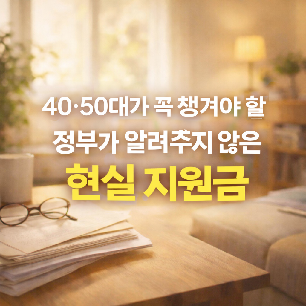 정부가 알려주지 않은 현실 지원금｜40&middot;50대가 꼭 챙겨야 할 숨은 복지