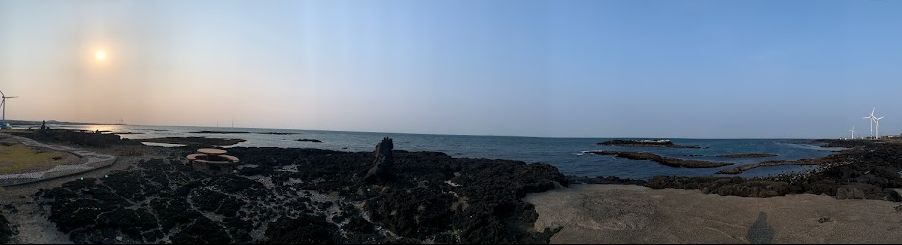 바이크 라이딩 중 만난 제주 해안 석양