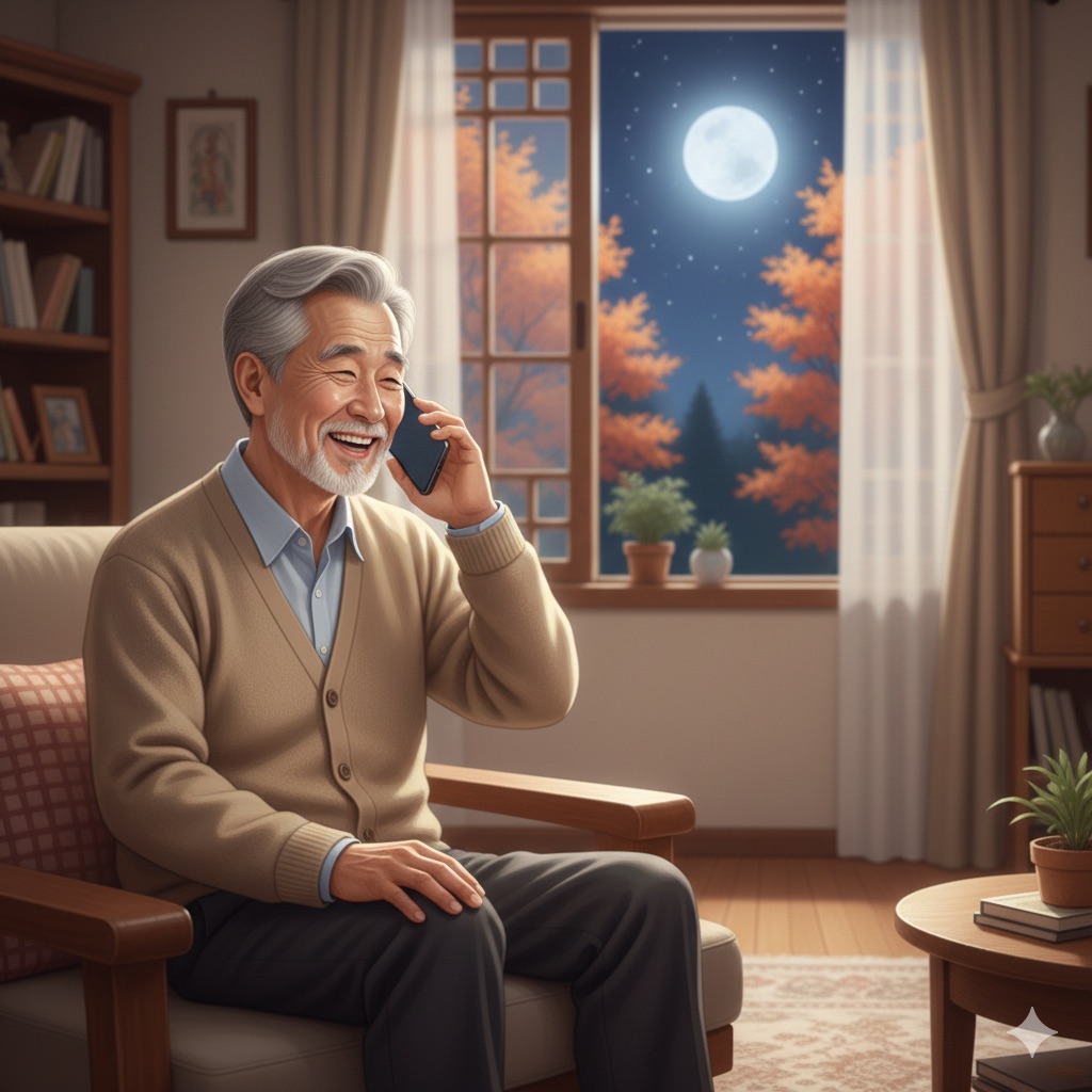 전화 통화하는 아버지