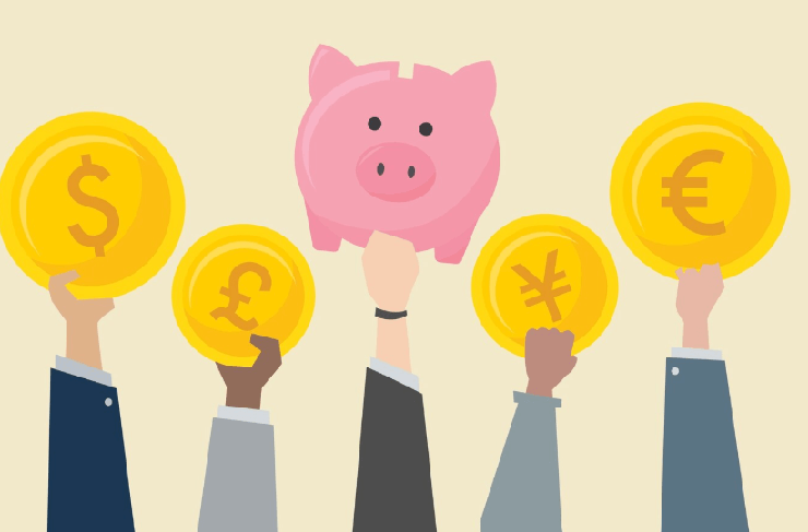 돼지 저금통과 동전