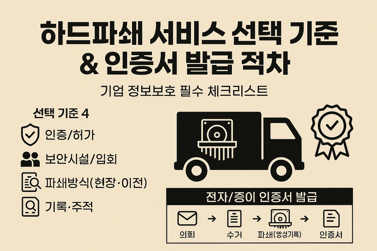 기업 정보보호를 위한 하드파쇄 서비스 선택 기준과 인증서 발급 절차