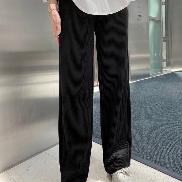 코듀로이 기모안감 벨벳와이드 밴딩팬츠 고급원단