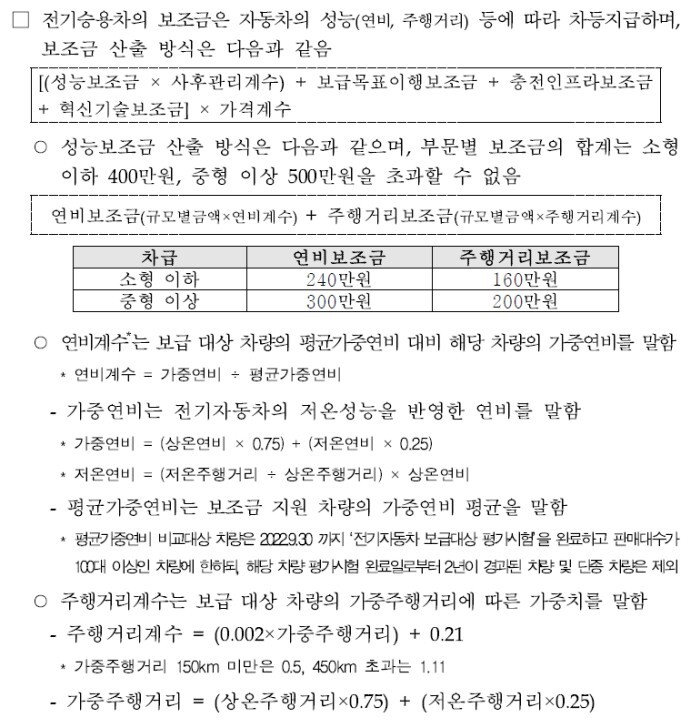 2023 전기차 보조금 정책 산출방식